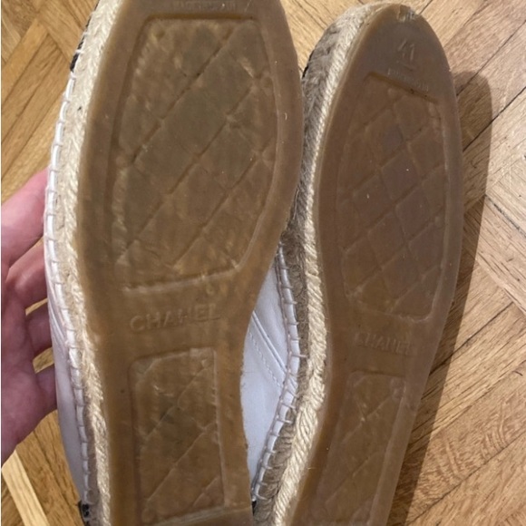 Chanel Leather Slouchy Sneaker-Style Espadrilles in Cream&Black Size IT41/US10.5 - Picture 6 of 6